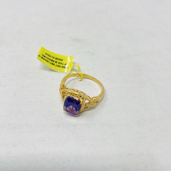 Shop LC KARIS Collection Amethyst Size 10 ION Plated 18K YG Brass Ring 5090 - Picture 4 of 6
